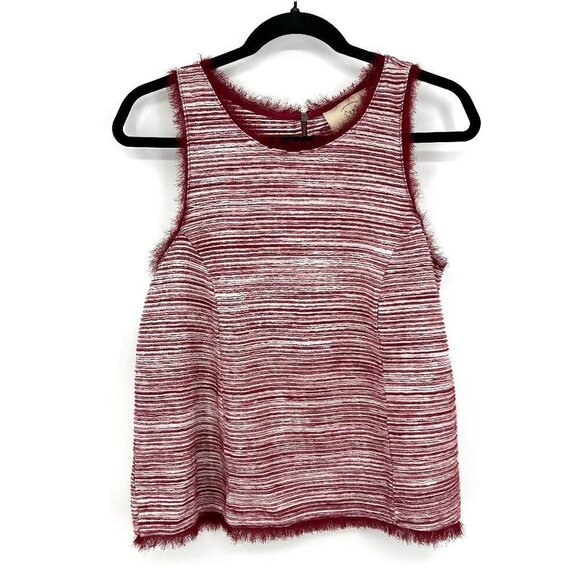 ANTHROPOLOGIE Vanessa Virginia Indira Red White Striped Textured Tank Medium - Picture 2 of 7